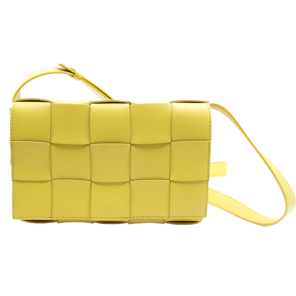 BOTTEGA VENETA(ボッテガヴェネタ) イントレチャート カセット レザー ショルダーバッグ ゴールド金具 イエロー