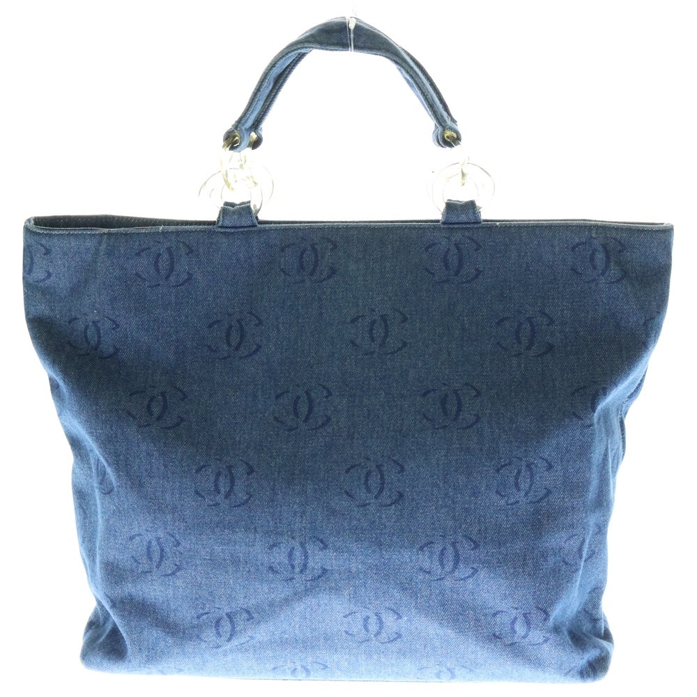 CHANEL(シャネル) デニム ココマーク トートバッグ ハンドバッグ プラスチックチェーン インディゴブルー A18091