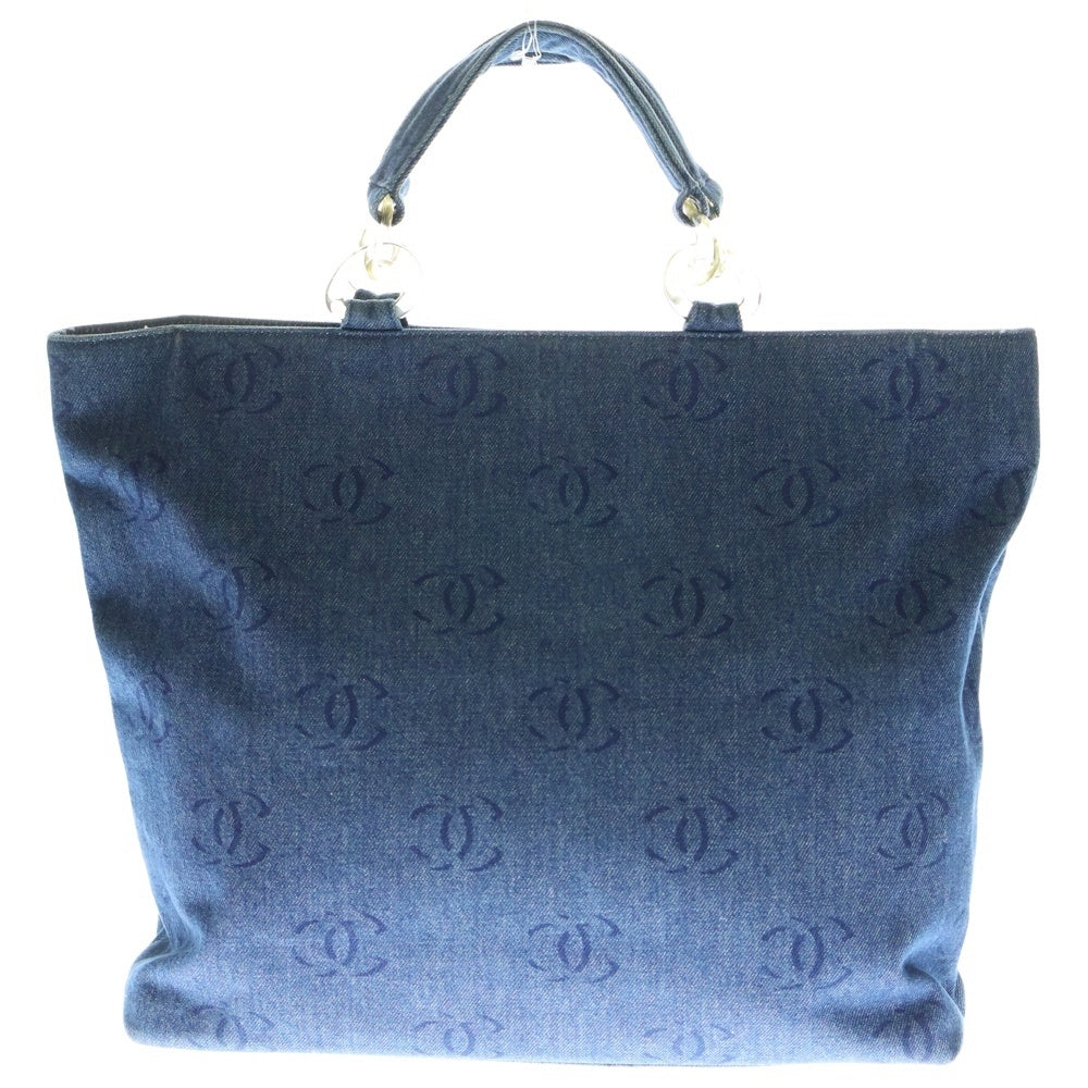 CHANEL(シャネル) デニム ココマーク トートバッグ ハンドバッグ プラスチックチェーン インディゴブルー A18091