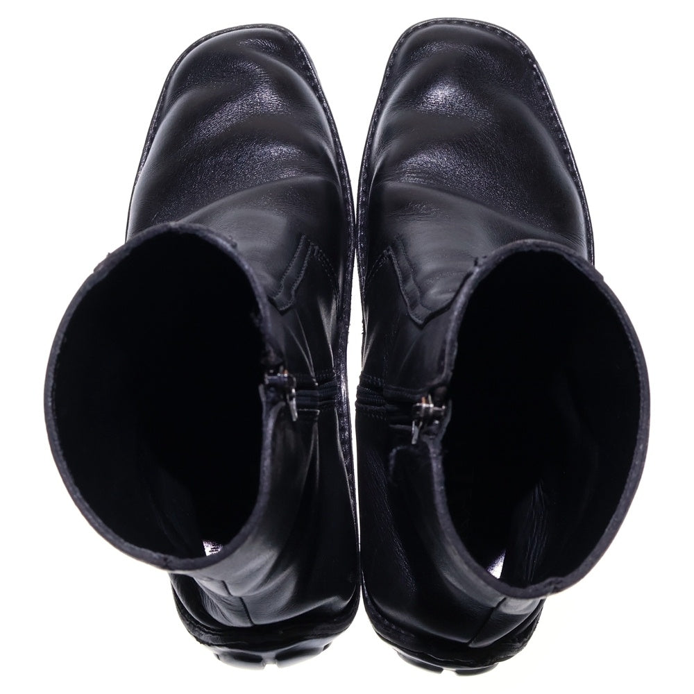 PRADA(プラダ) レザー サイドジップ ハイカット ドライビングシューズ ショートブーツ ブラック UO483