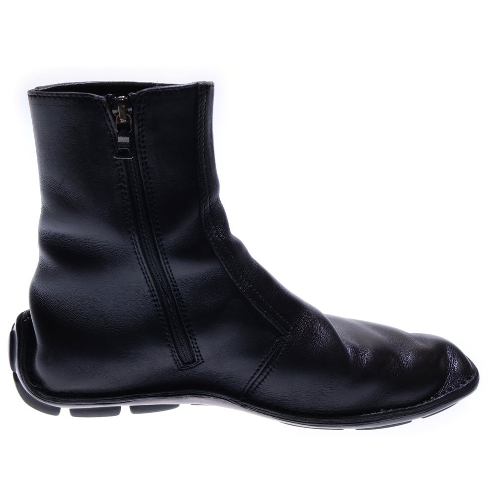 PRADA(プラダ) レザー サイドジップ ハイカット ドライビングシューズ ショートブーツ ブラック UO483