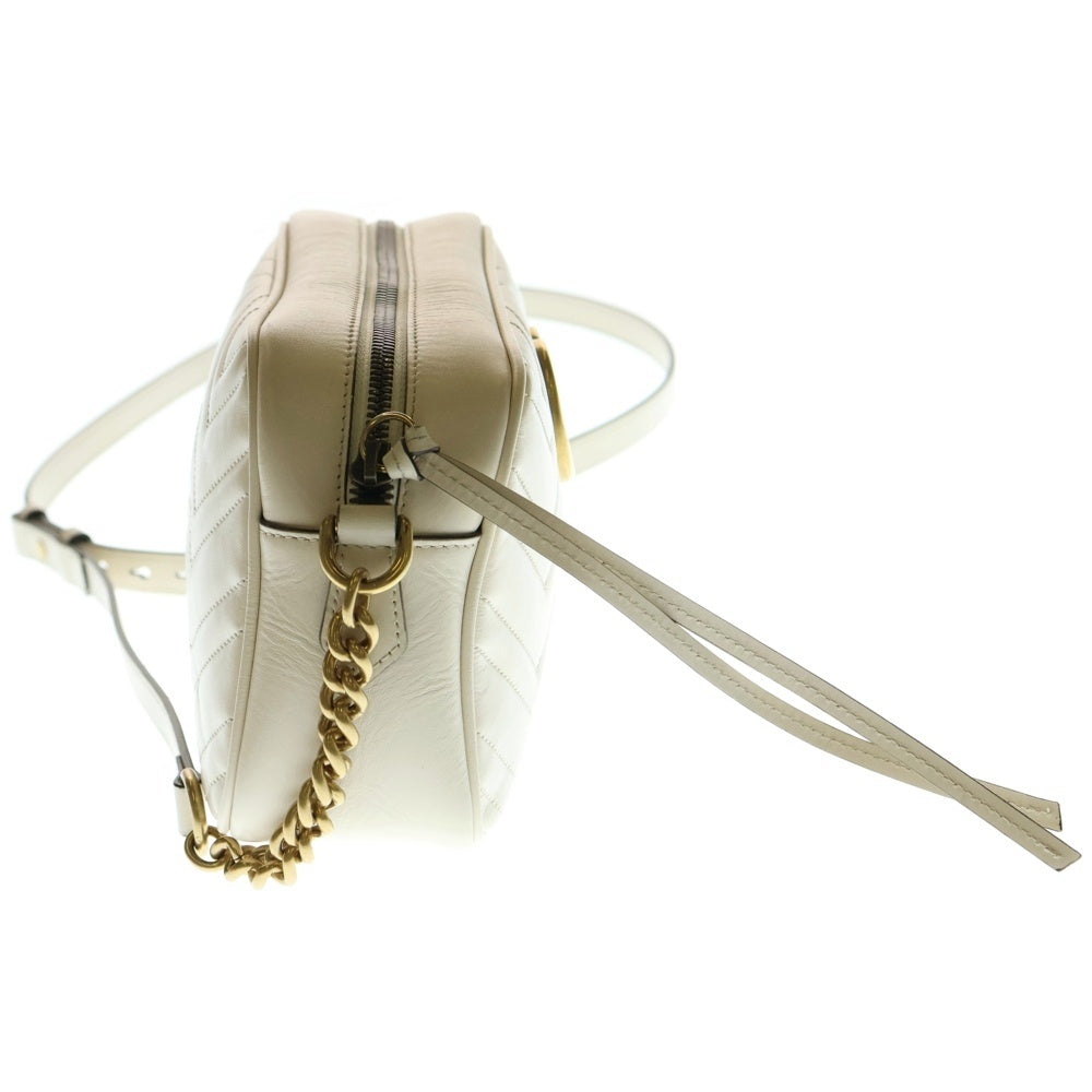 GUCCI(グッチ) GGマーモント ショルダーバッグ チェーンバッグ ミニバッグ ホワイト ゴールド金具 レザー 447632