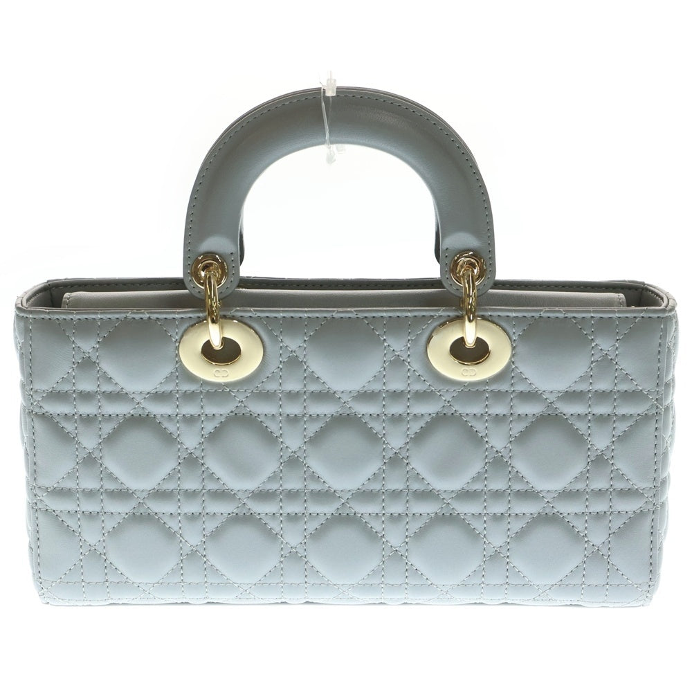 Christian Dior(クリスチャンディオール) Lady D-Joy Small レディDジョイ スモール カナージュ ラムスキン 2WAY チャーム付レザーショルダーバッグ ハンドバッグ グレー レディース