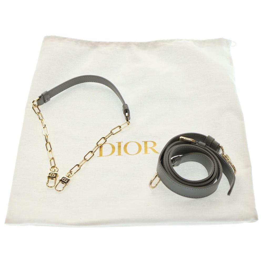 Christian Dior(クリスチャンディオール) Lady D-Joy Small レディDジョイ スモール カナージュ ラムスキン 2WAY チャーム付レザーショルダーバッグ ハンドバッグ グレー レディース