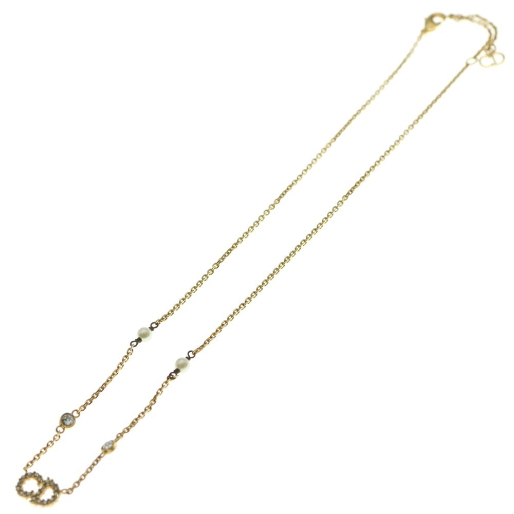Christian Dior(クリスチャンディオール) CDロゴ フェイクパール ネックレス ゴールド GP