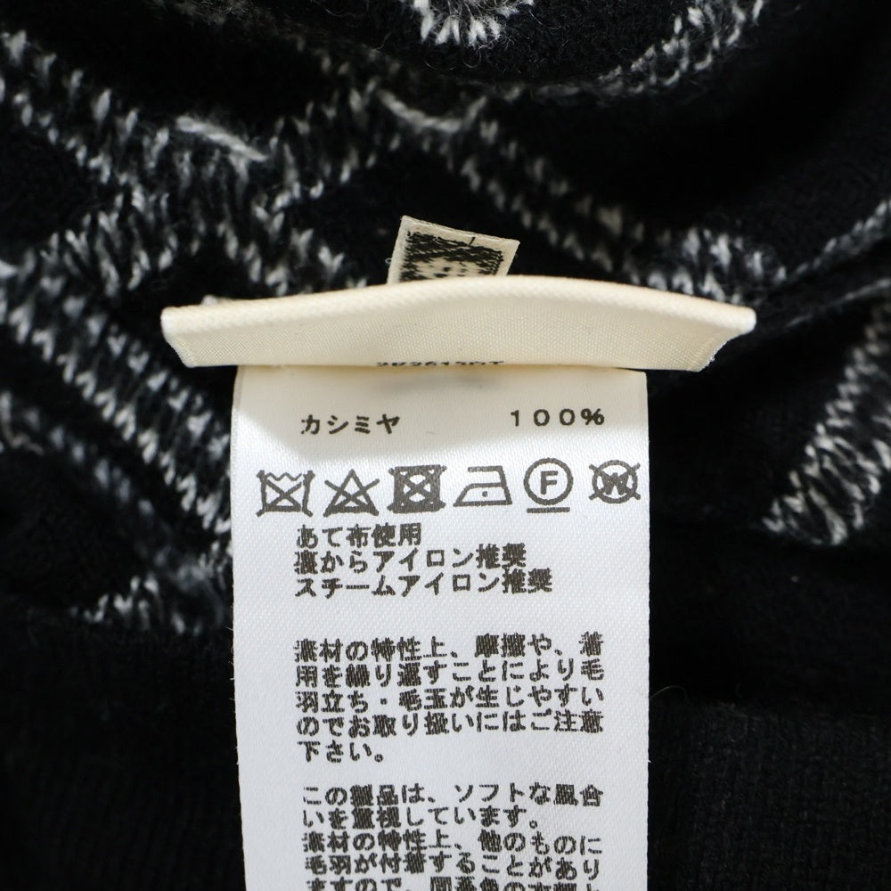 HERMES(エルメス) 22SS H Rond ロンド チェック総柄ジャガード カシミヤ クルーネック ノースリーブ ニット ミディアム ワンピース ブラック レディース 2E2513DT