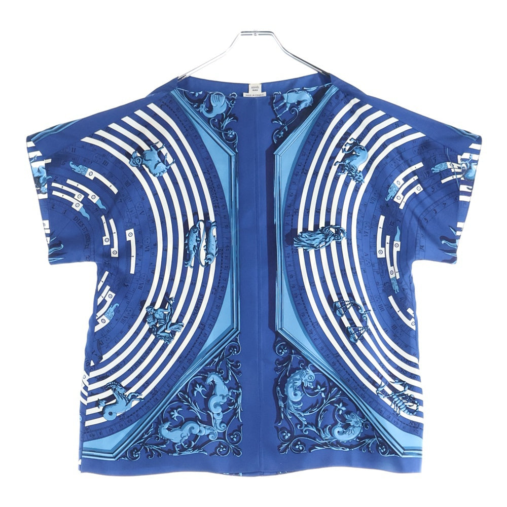 HERMES(エルメス) 星座柄 シルク スカーフ 半袖カットソー ブルー レディース