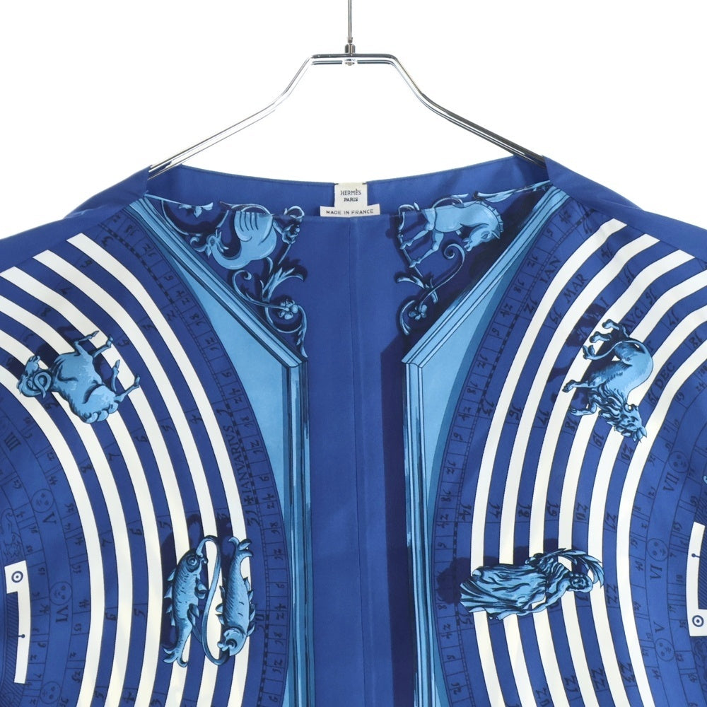 HERMES(エルメス) 星座柄 シルク スカーフ 半袖カットソー ブルー レディース