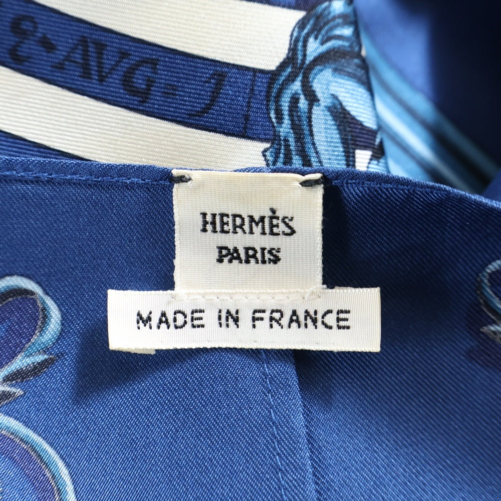 HERMES(エルメス) 星座柄 シルク スカーフ 半袖カットソー ブルー レディース