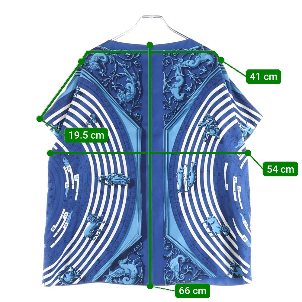 HERMES(エルメス) 星座柄 シルク スカーフ 半袖カットソー ブルー レディース