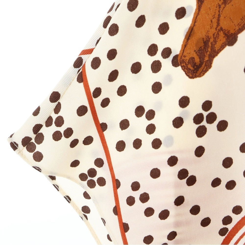 HERMES(エルメス) ガルド ローブ ポップ 馬 総柄プリント シルク スカーフ ノースリーブ ミディアムワンピース カットソー ブラウン レディース 5E0649DL