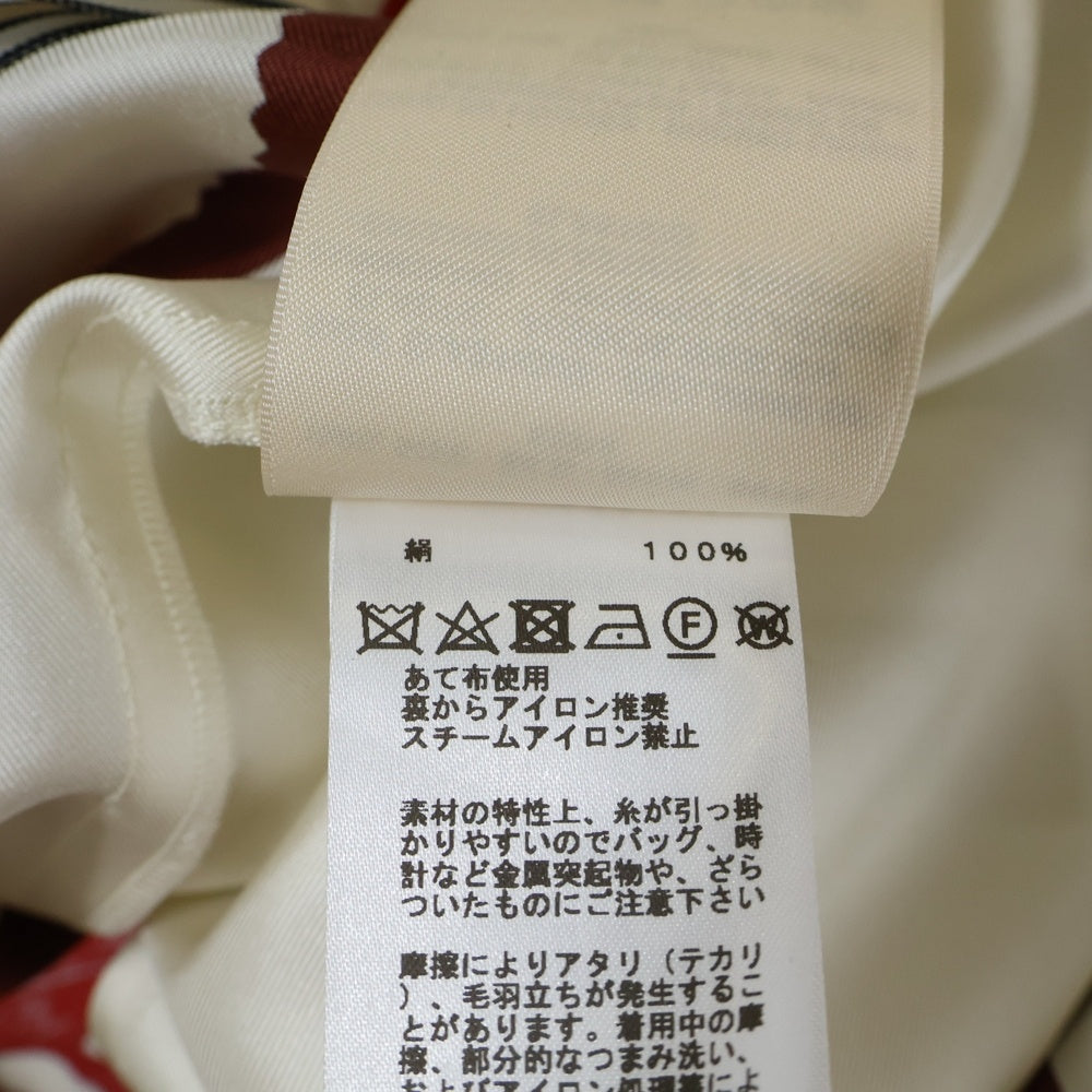 HERMES(エルメス) 24SS ツイルレーヌ 総柄プリント シルク スカーフ ワイドパンツ アイボリー/ブラウン レディース 4E0448DD