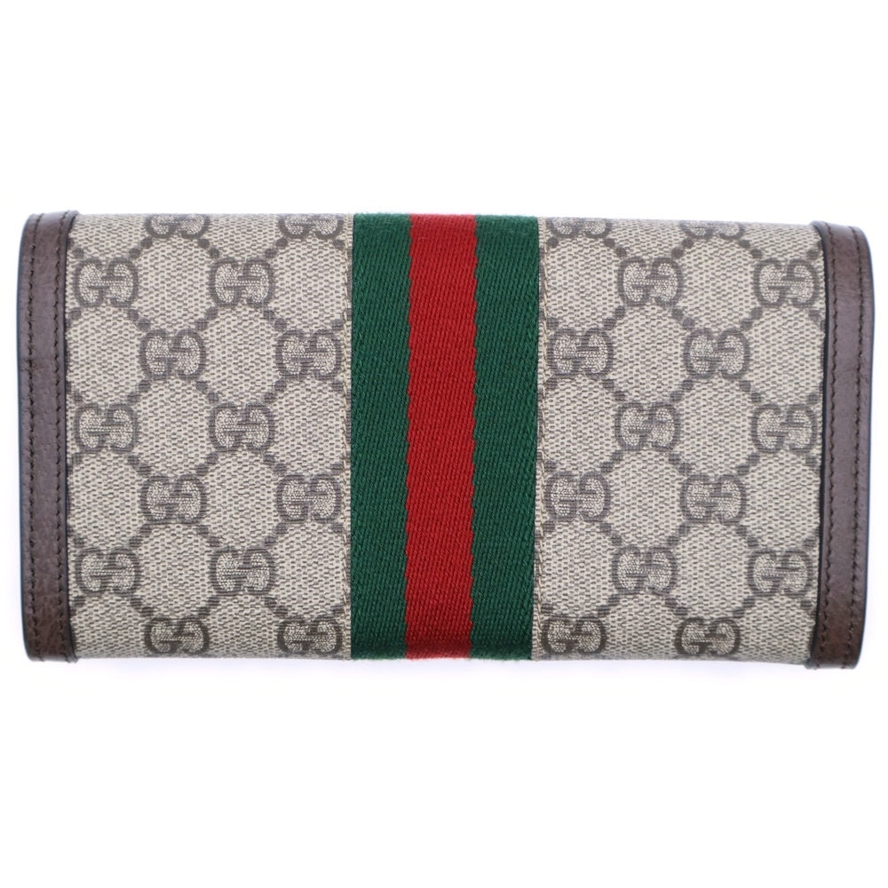 GUCCI(グッチ) GGスプリーム シェリーライン オフィディア コンチネンタルウォレット レザーロングウォレット 長財布 ブラウン/ベージュ 735430
