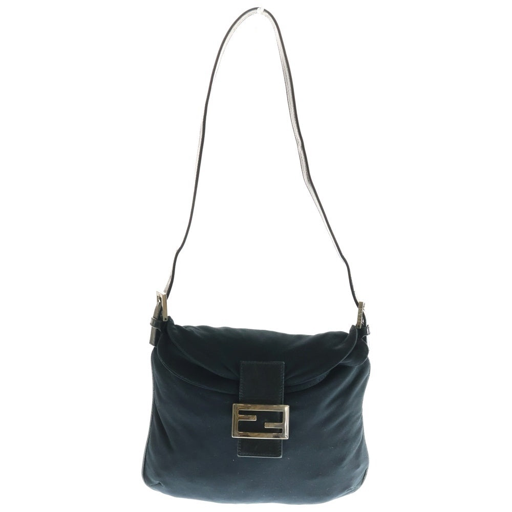 FENDI(フェンディ) マンマバケット ハンドバッグ ワンショルダーバッグ ブラック コットン×レザー シルバー金具
