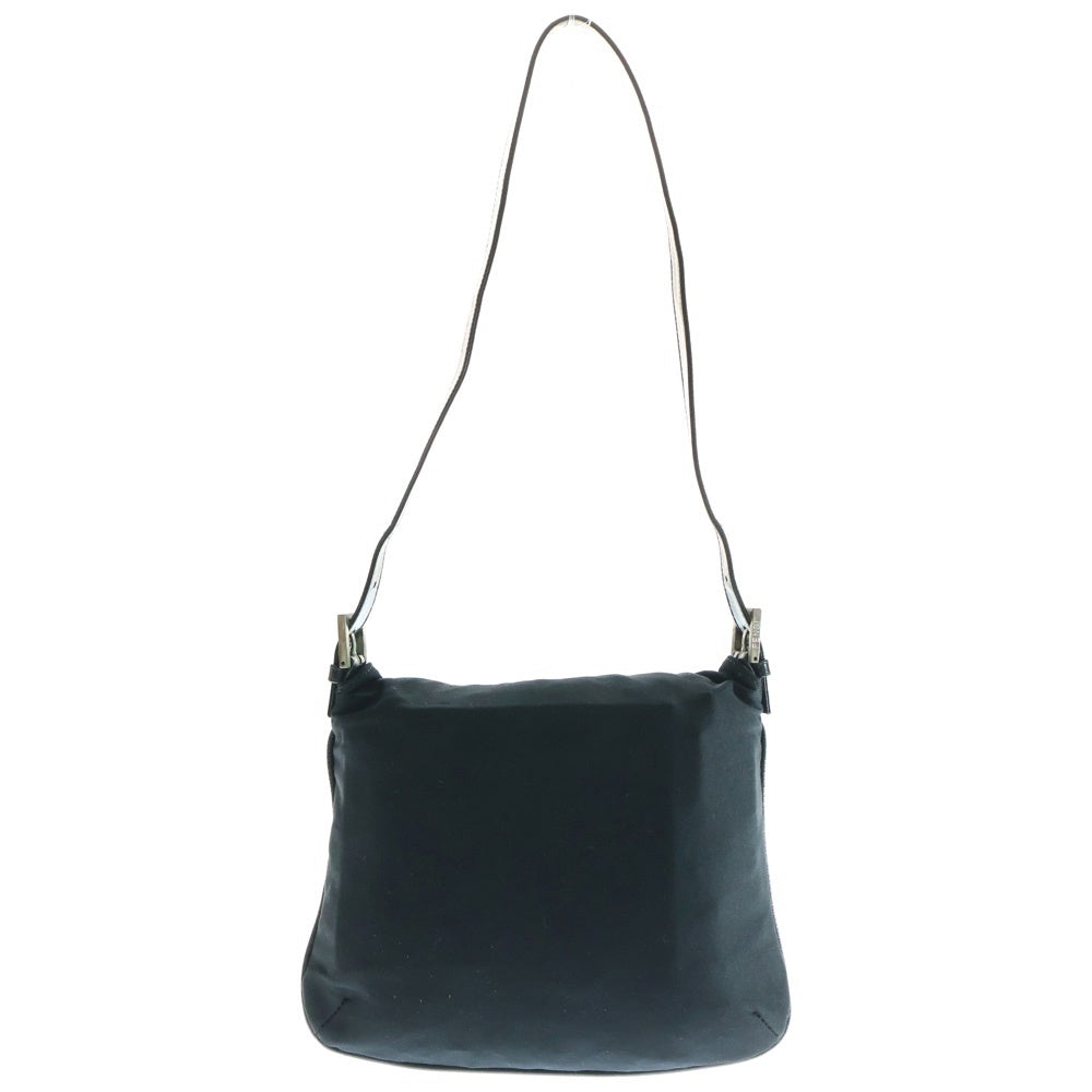 FENDI(フェンディ) マンマバケット ハンドバッグ ワンショルダーバッグ ブラック コットン×レザー シルバー金具