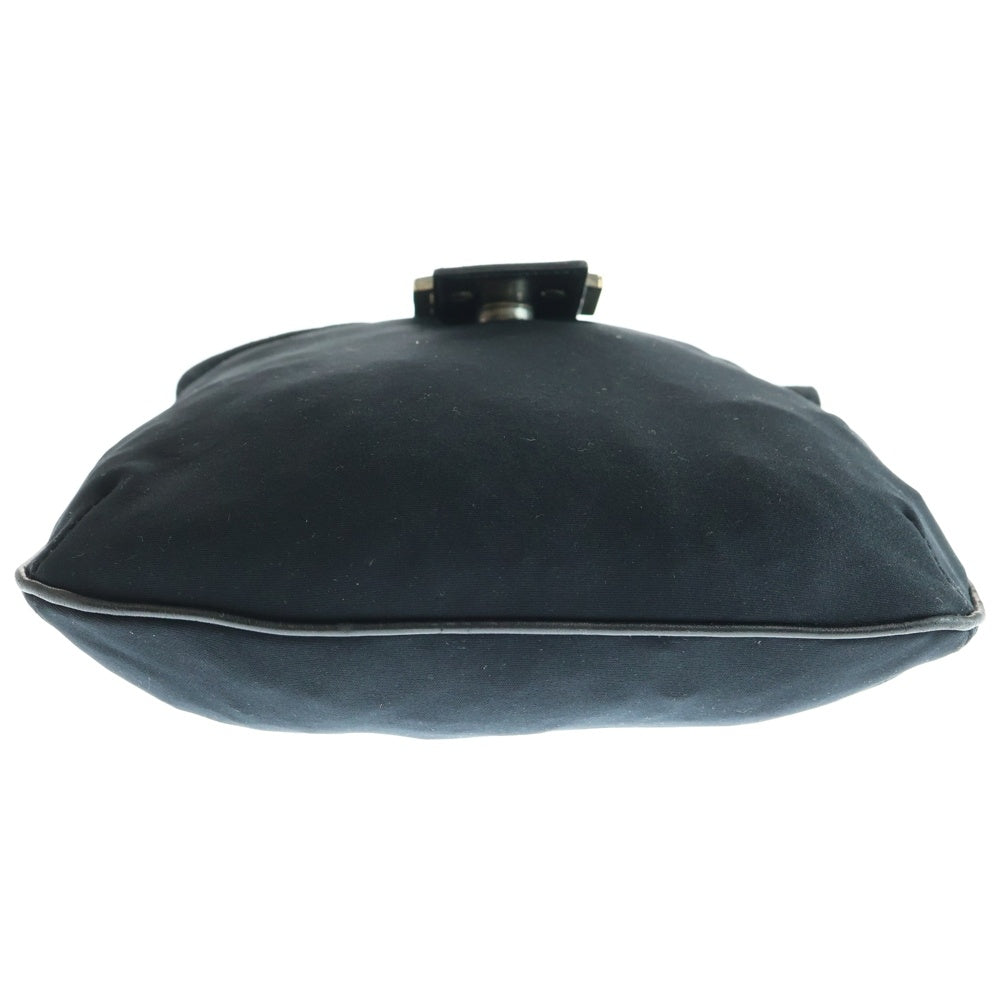 FENDI(フェンディ) マンマバケット ハンドバッグ ワンショルダーバッグ ブラック コットン×レザー シルバー金具