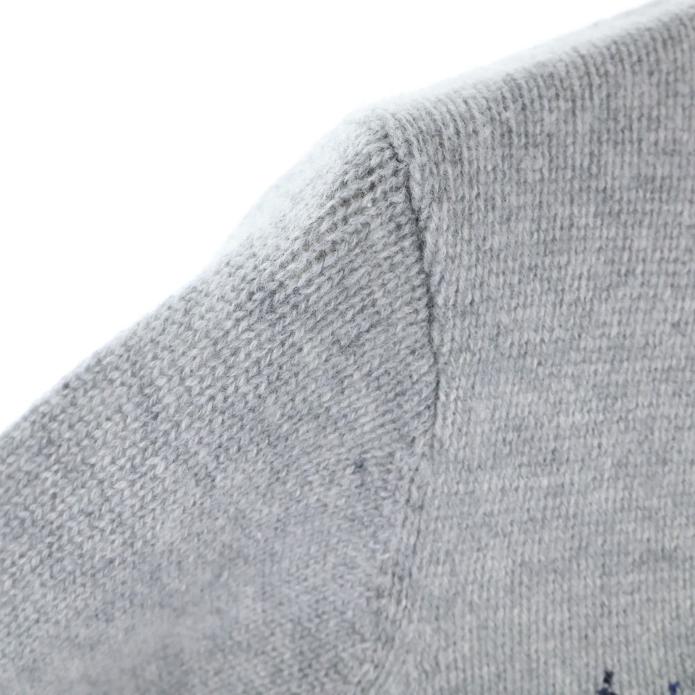 Christian Dior(クリスチャンディオール) 22AW ふたご座 星座柄 刺繍 鳥 カシミヤ クルーネック ロングスリーブ 長袖 ニット セーター グレー レディース 244S57GE061