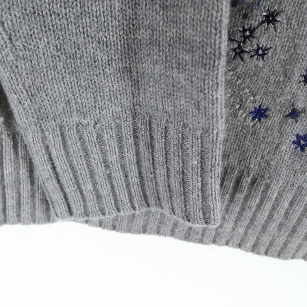 Christian Dior(クリスチャンディオール) 22AW ふたご座 星座柄 刺繍 鳥 カシミヤ クルーネック ロングスリーブ 長袖 ニット セーター グレー レディース 244S57GE061