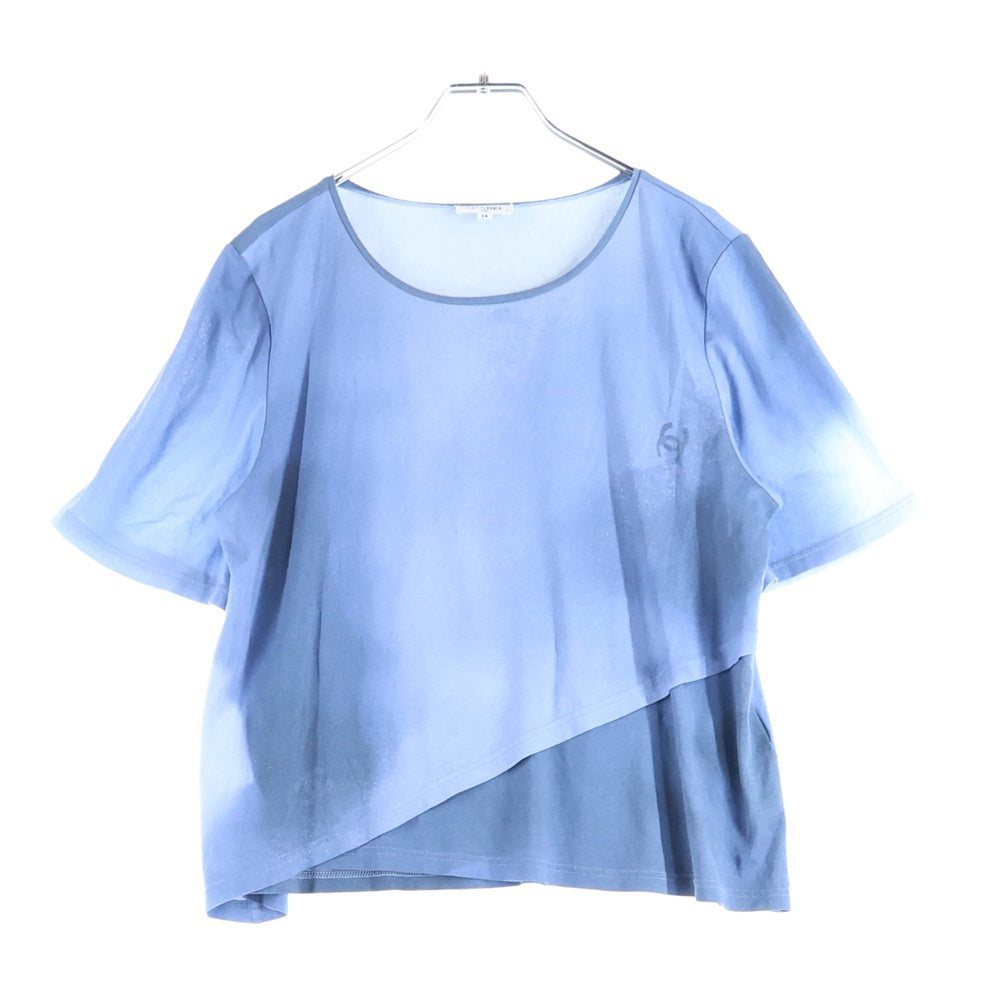 CHANEL(シャネル) ココマーク ロゴプリント ラメ グラデーション アシンメトリー レイヤード 半袖Tシャツ カットソー ブルー レディース P58611V44712