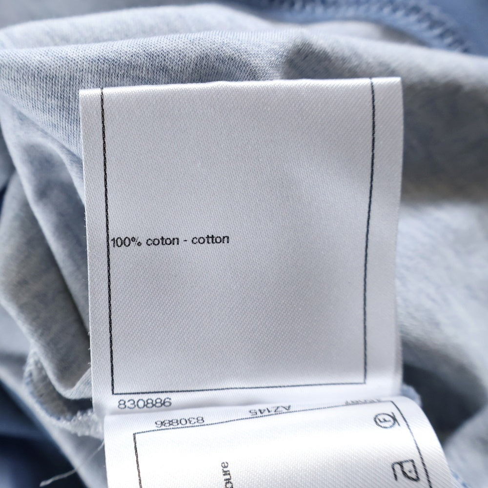 CHANEL(シャネル) ココマーク ロゴプリント ラメ グラデーション アシンメトリー レイヤード 半袖Tシャツ カットソー ブルー レディース P58611V44712