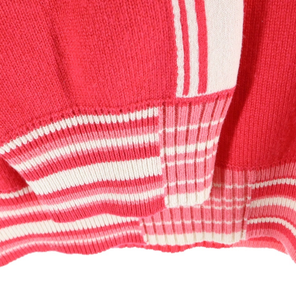 CHANEL(シャネル) ココマーク ナンバリング ジャガード Vネック カシミヤ プルオーバー 長袖 ニット セーター レッド/ピンク レディース P61035K46366