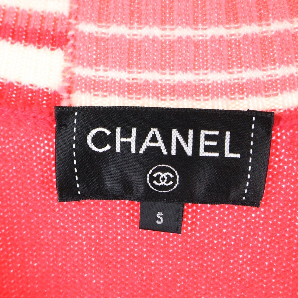 CHANEL(シャネル) ココマーク ナンバリング ジャガード Vネック カシミヤ プルオーバー 長袖 ニット セーター レッド/ピンク レディース P61035K46366
