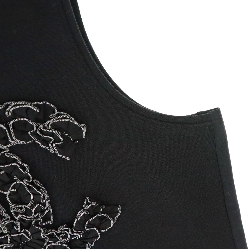 CHANEL(シャネル) ココマーク フリル ウール クルーネック ノースリーブ タンクトップ カットソー ブラウン レディース P64484V21533