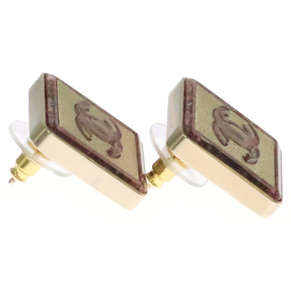 CHANEL(シャネル) A21K ココマーク スクエア グリッター ピアス ピンクゴールド GP