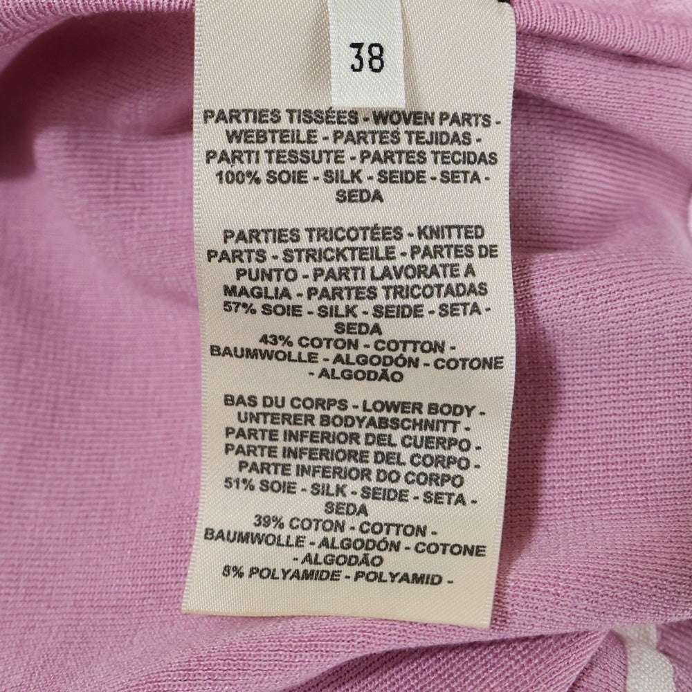 HERMES(エルメス) 23SS シェーヌダンクルボタン 柄刺繍 シルク ニット カーディガン シルバー金具 ピンク レディース 3E2826DV