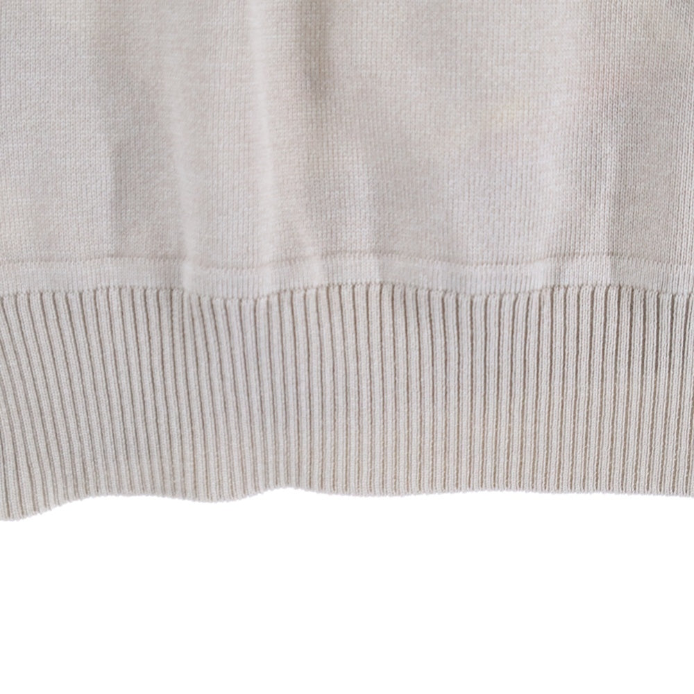 HERMES(エルメス) BRIDES de GARA ブリッド ドゥ ガラ スカーフ切り替え シルク クルーネック 半袖 プルオーバー ニット セーター ベージュ レディース