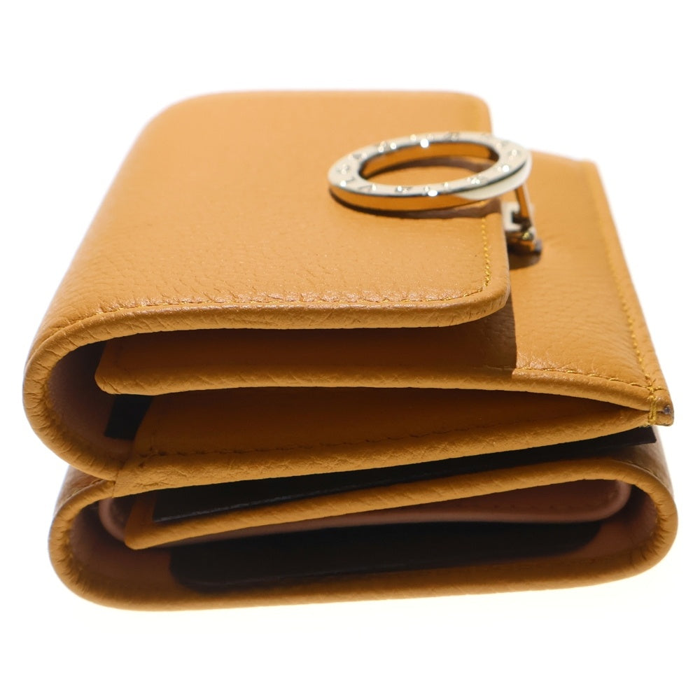 BVLGARI(ブルガリ) ブルガリ ブルガリ ロゴプレート レザー コンパクトウォレット 三つ折り財布 ゴールド金具 イエロー 293186