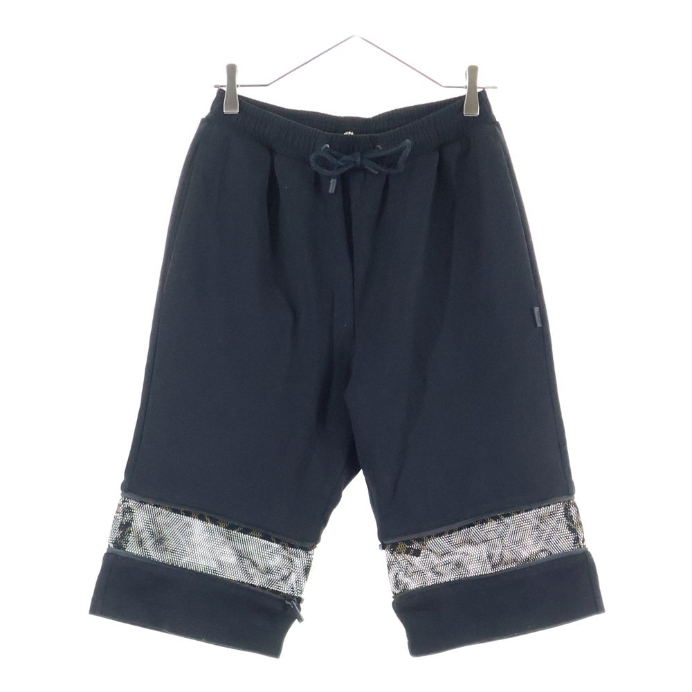 FENDI(フェンディ) 21SS ズッカ柄 メッシュ切り替え スウェット ショート ハーフパンツ ショーツ ブラック/ブラウン FAB564 AD3D