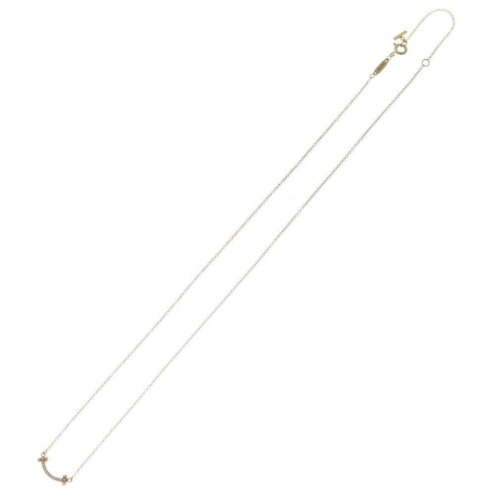 TIFFANY & Co.(ティファニー) Tスマイル ミニ ダイヤ ネックレス ペンダント チェーン ピンクゴールド Au750