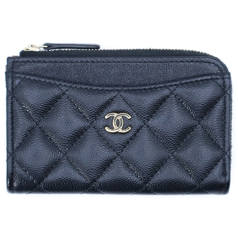 CHANEL(シャネル) マトラッセ フラグメントケース コインパース 小銭入れ ブラック キャビアスキン ゴールド金具 AP3179