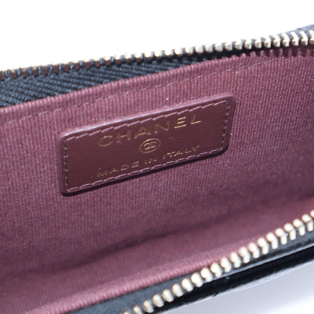 CHANEL(シャネル) マトラッセ フラグメントケース コインパース 小銭入れ ブラック キャビアスキン ゴールド金具 AP3179