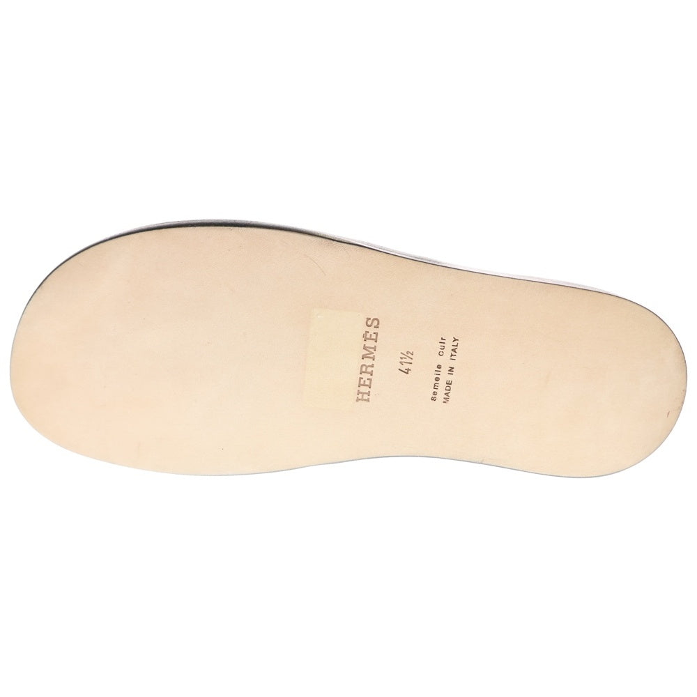 HERMES(エルメス) イズミール Hロゴ レザー フラットサンダル シューズ ブラック