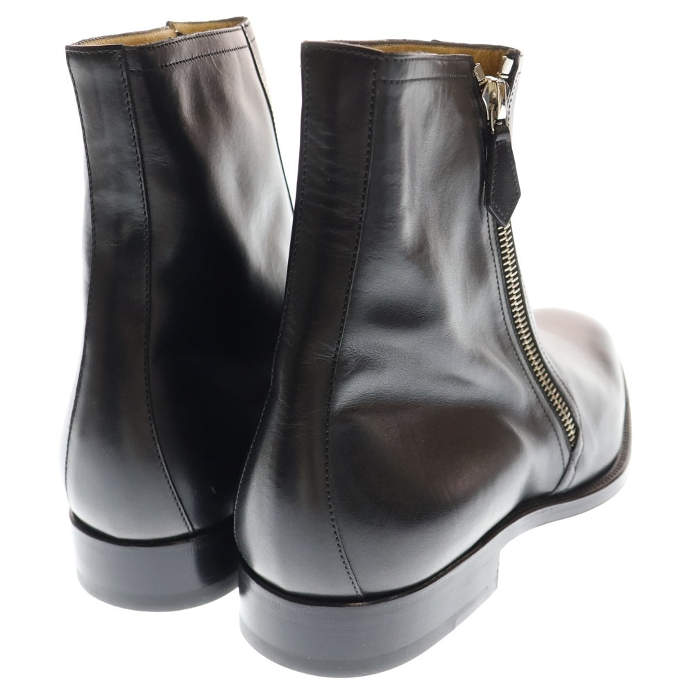 HERMES(エルメス) レザー サイドジップ プレーントゥ ショートブーツ シューズ ブラック