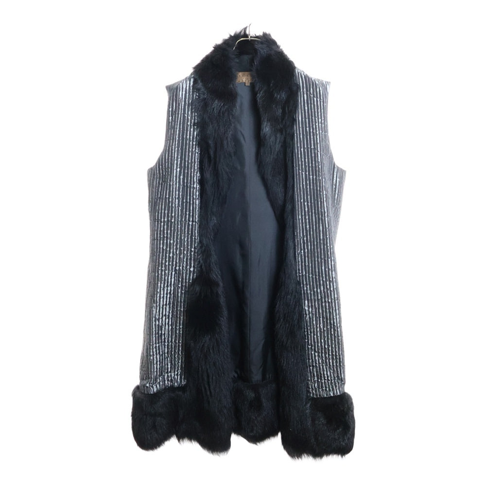 LOEWE(ロエベ) ファー切り替え シルク キルティング ロング ジレ ベスト ブラック レディース