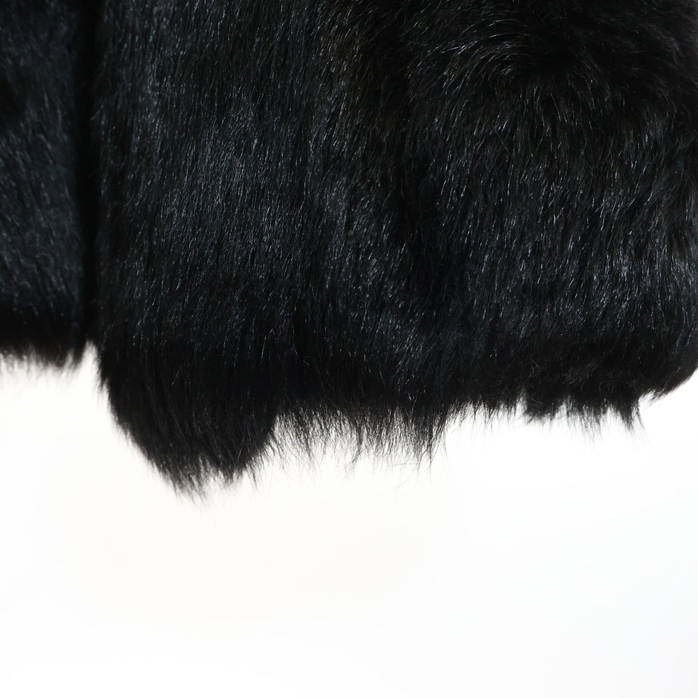 LOEWE(ロエベ) ファー切り替え シルク キルティング ロング ジレ ベスト ブラック レディース