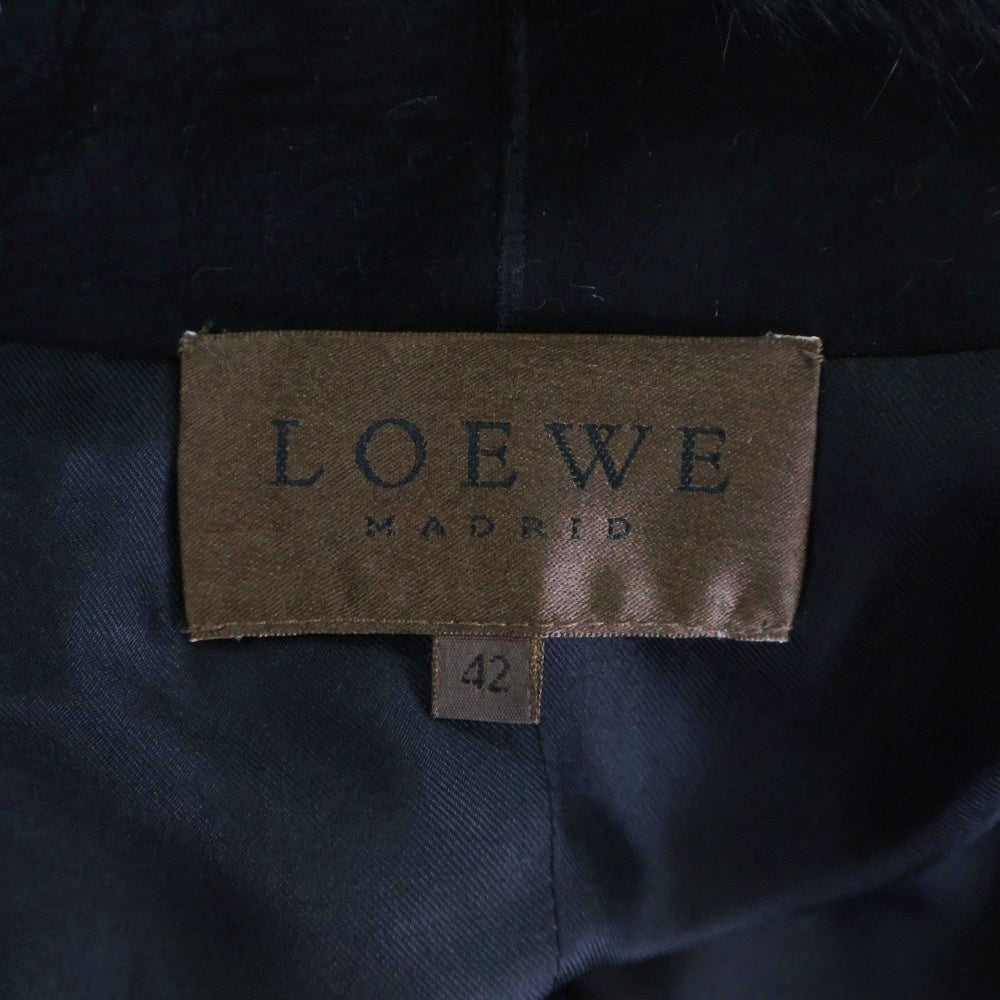 LOEWE(ロエベ) ファー切り替え シルク キルティング ロング ジレ ベスト ブラック レディース