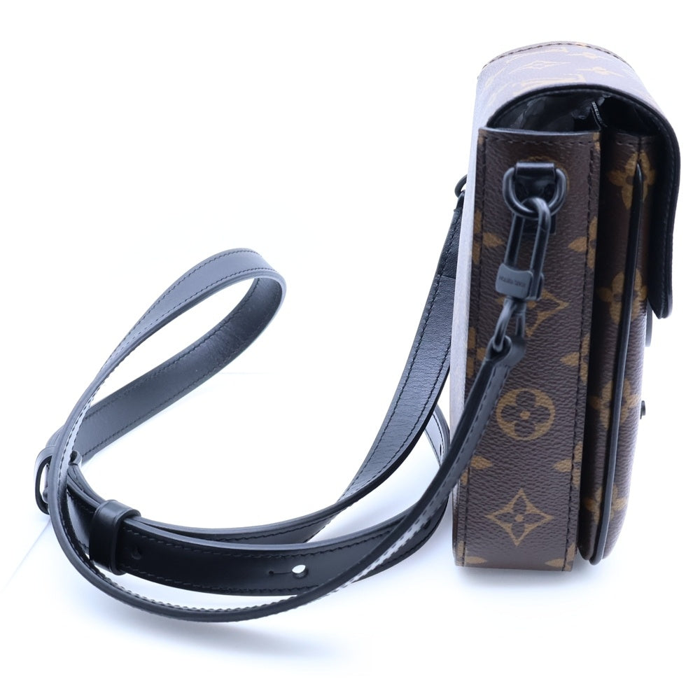 LOUIS VUITTON(ルイヴィトン) モノグラムマカサ Sロック ヴェルティカル・ウェアラブル ウォレット ショルダーバッグ ミニバッグ ブラウン PVC×レザー M81522 ブラック金具 レディース