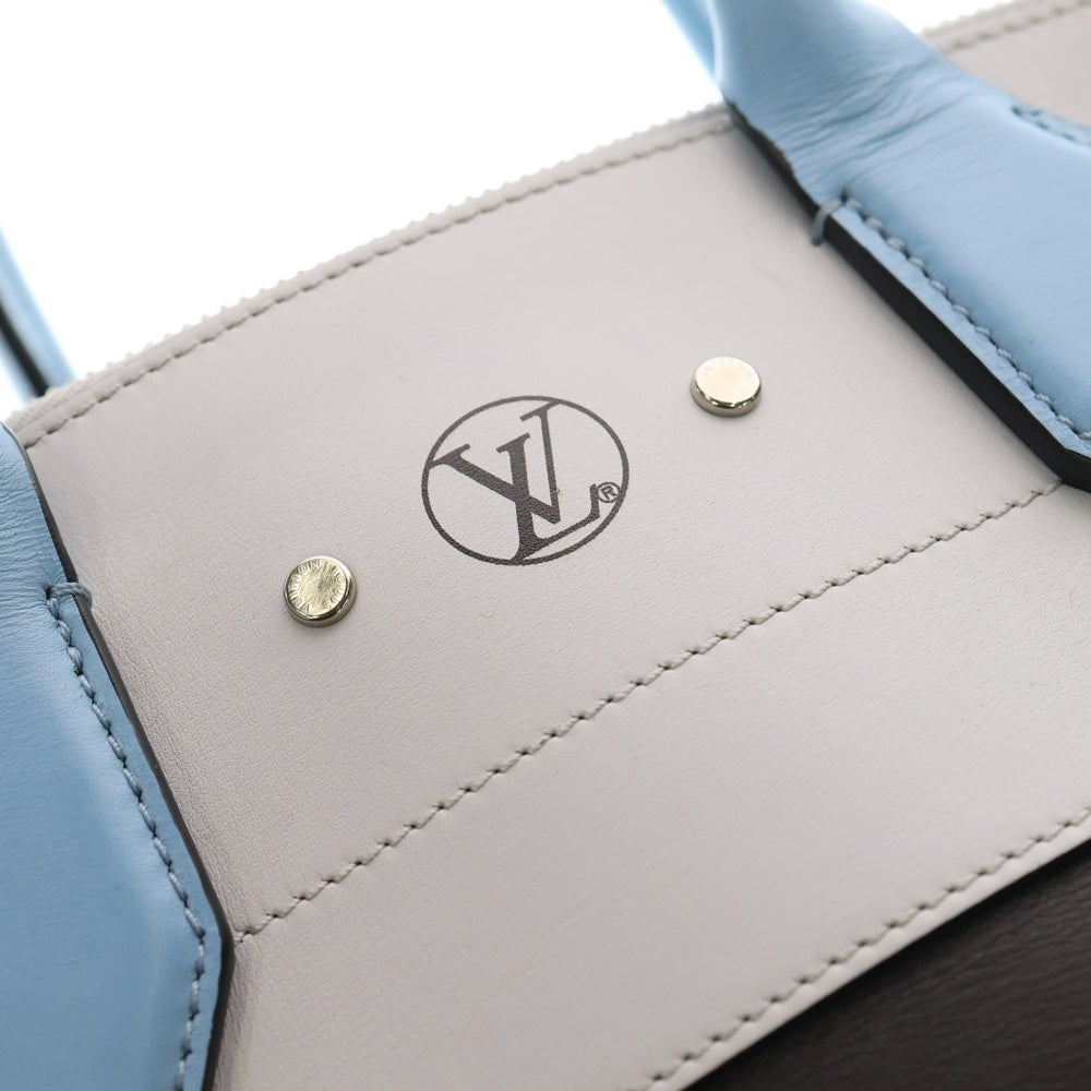 LOUIS VUITTON(ルイヴィトン) カーフレザー シティスティーマーMM 2WAYバッグ ハンドバッグ ショルダーバッグ ライトブルー×ブラック M42435 シルバー金具