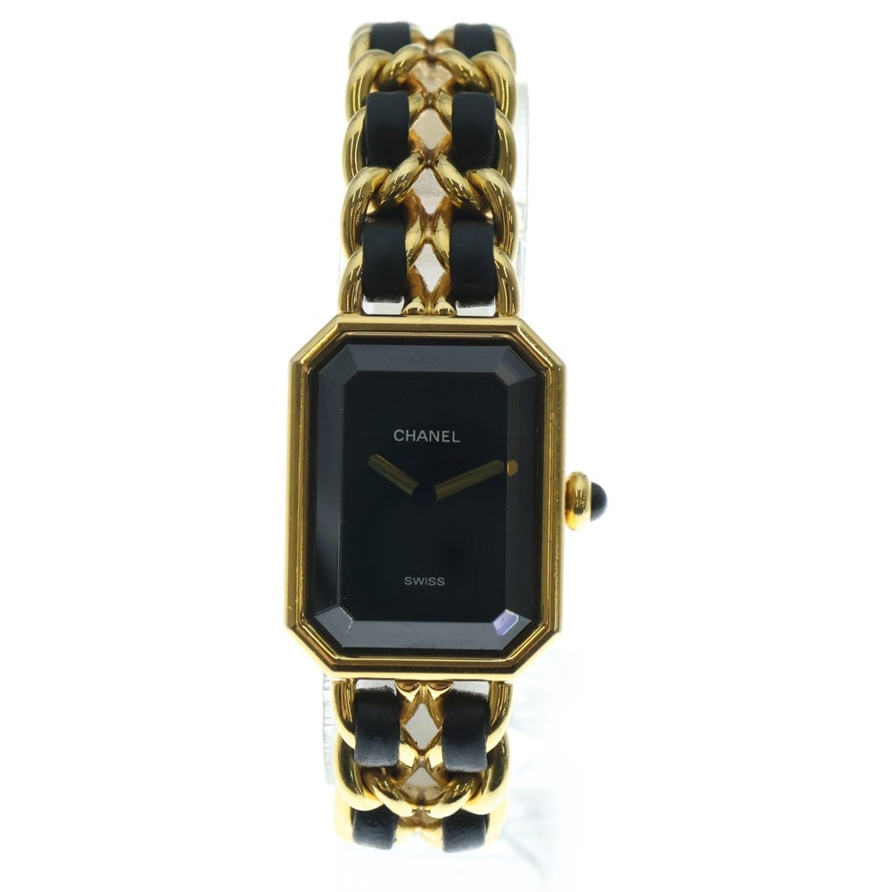 CHANEL(シャネル) プルミエールM 黒文字盤 GP×革/QZ H0001 腕時計 レディース