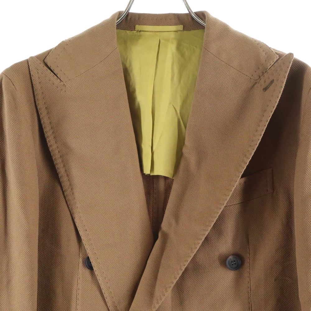 STILE LATINO(スティレラティーノ) コットン ダブルブレスト ピークドラペル テーラードジャケット ブラウン GULEO659