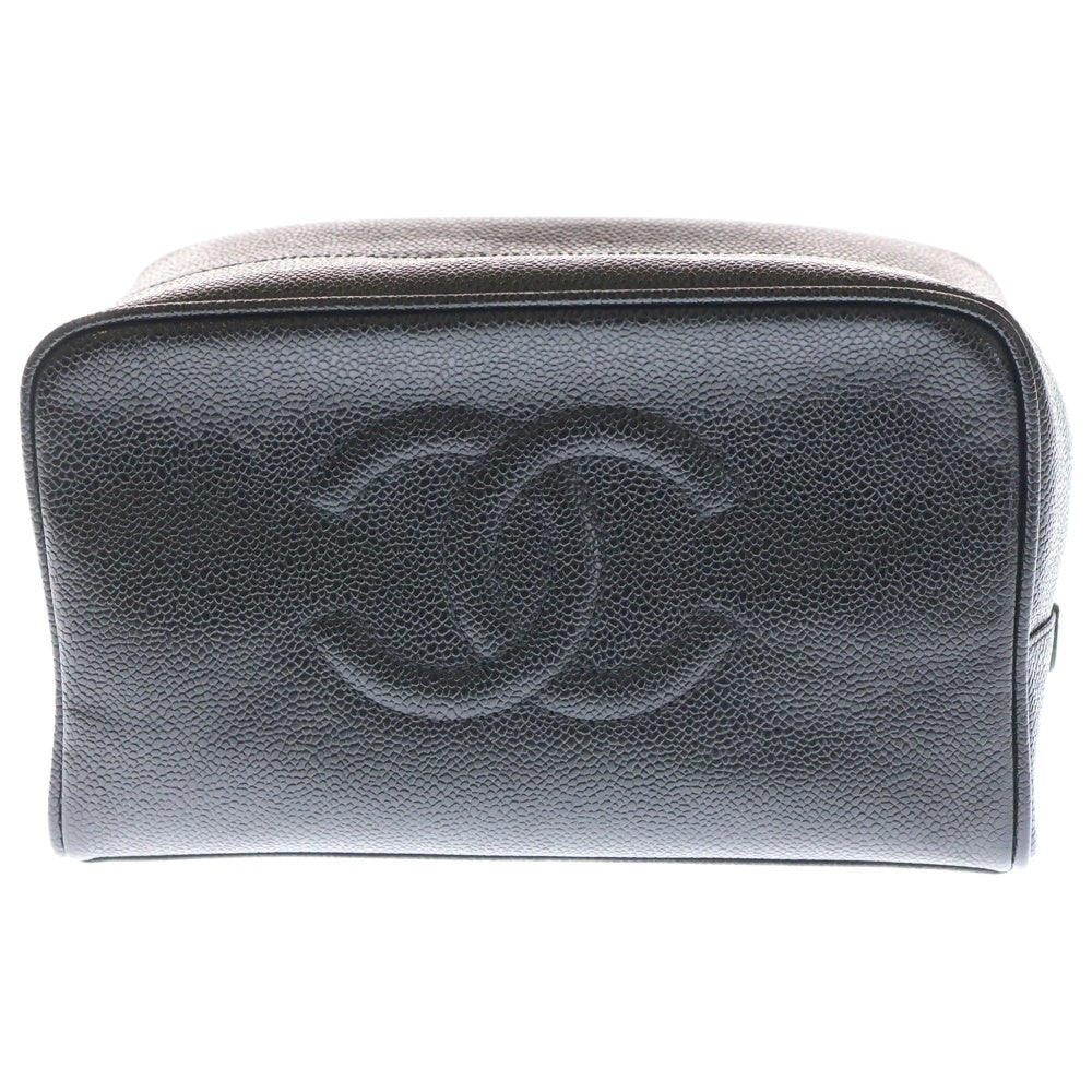 CHANEL(シャネル) ココマーク クラッチバッグ セカンドバッグ ポーチ ケース ブラック キャビアスキン ゴールド金具