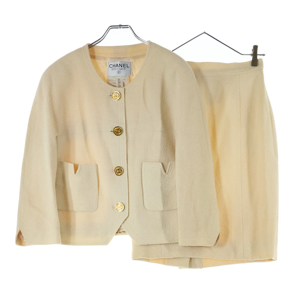 CHANEL(シャネル) セットアップ ココマークボタン ウール ノーカラー  