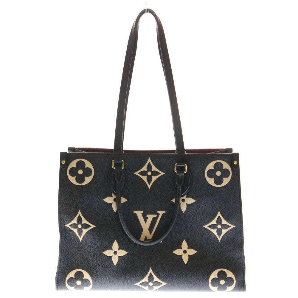 LOUIS VUITTON(ルイヴィトン) モノグラムアンプラント バイカラー オンザゴーMM ハンドバッグ トートバッグ ブラック×ベージュ レザー M45945 ゴールド金具 レディース
