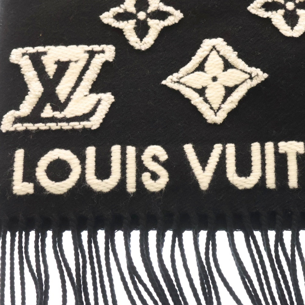 LOUIS VUITTON(ルイヴィトン) LV 3D モノグラム パターン カシミヤ ウール マフラー LVスキー M90816 ブラック×ホワイト レディース