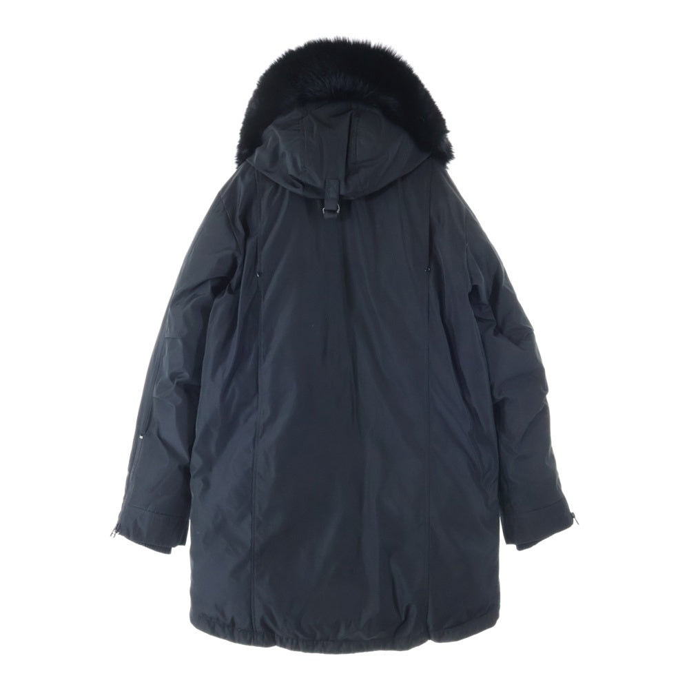 MOOSE KNUCKLES(ムースナックルズ) ロゴプレート ファー フーデッド ジップアップ ダウン ロング ジャケット コート ブラック M-4518