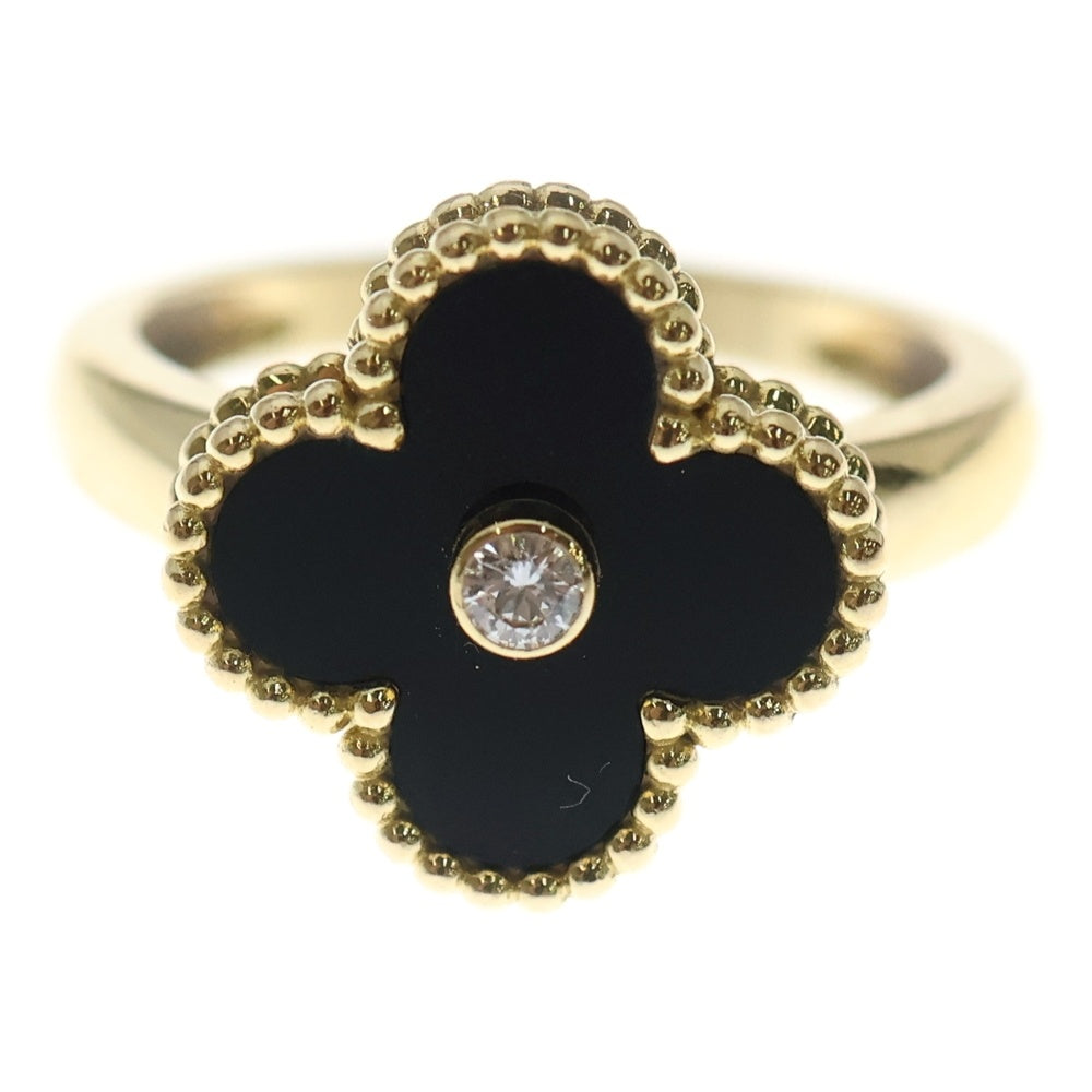 Van Cleef & Arpels(ヴァンクリーフアンドアーペル) ヴィンテージアルハンブラ オニキス 1PD リング Au750 K18 YG イエローゴールド VCARA41056